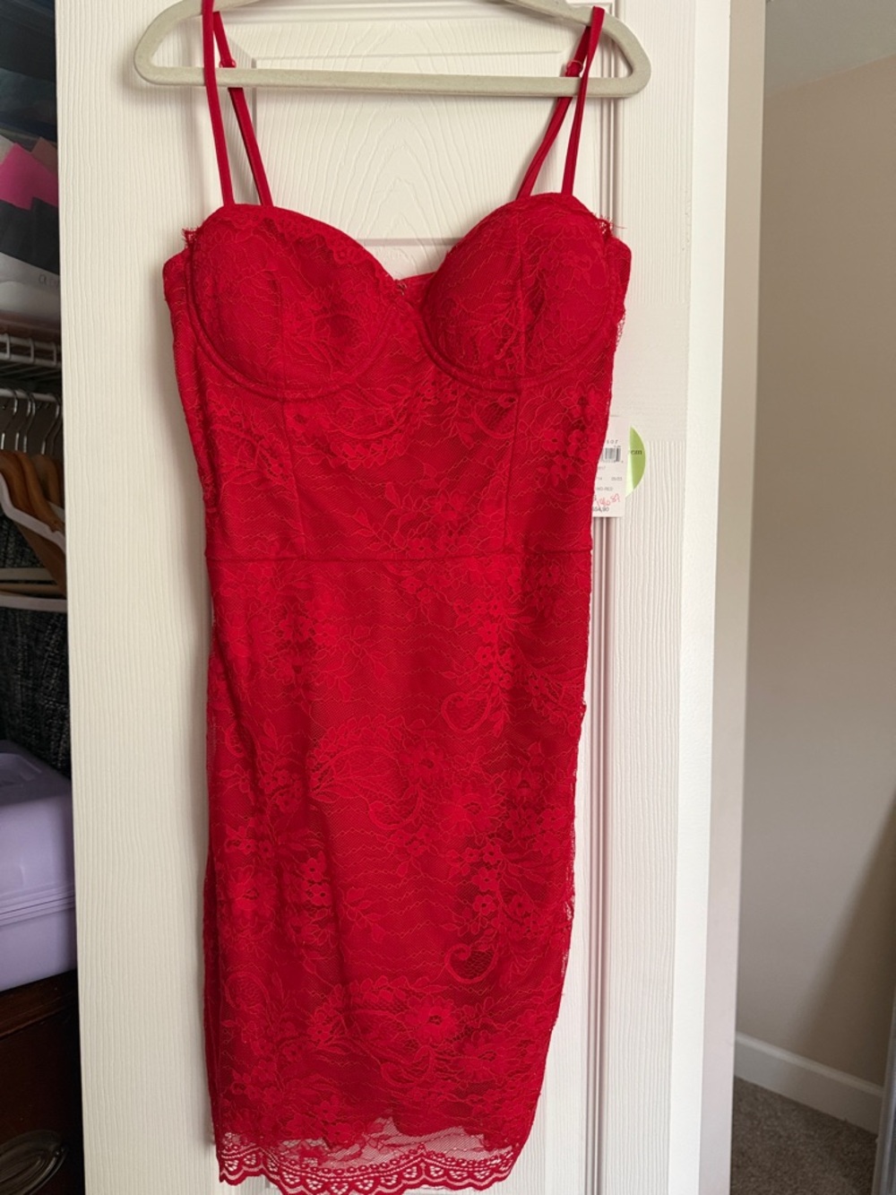 Windsor Red Lace Bustier Mini Dress